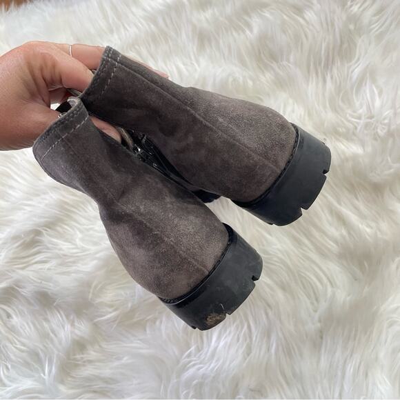 Vince | Jacee V Cut Weatherproof Dark Grey Suede Leather Ankle Boot Bootie 8.5 - Picture 5 of 9